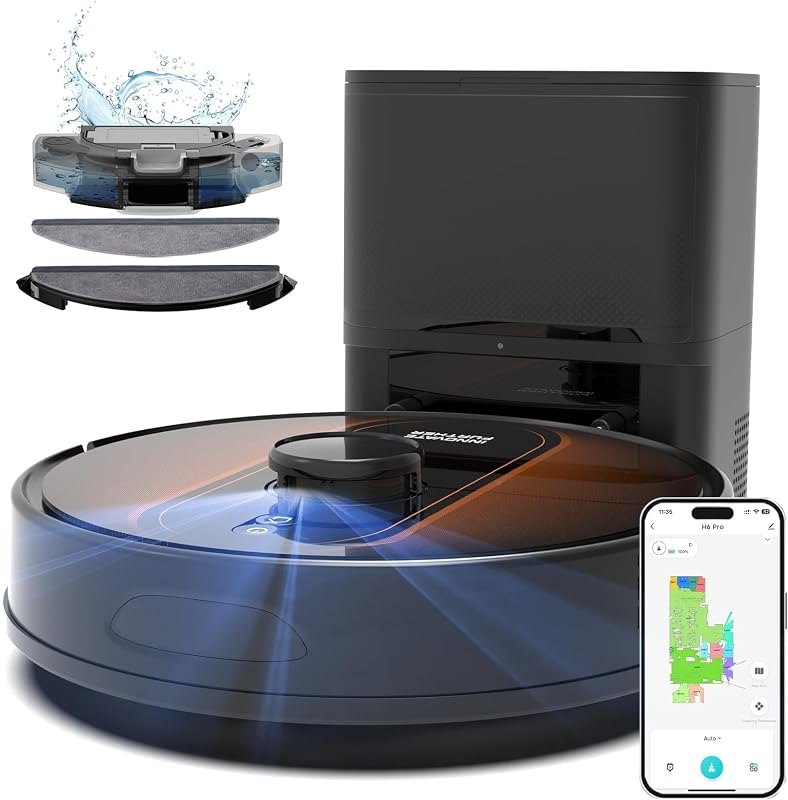 Robot Vacuum and Mop Self Emptying: 6000Pa Robotic Vacuum with Mapping, 90 Days Hands-Free Cleaning, LIDAR Navigation