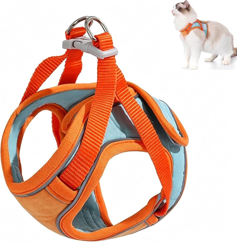 Cat Harness and Leash, Escape-Proof Cat Harness Set, Adjustable Step-in Pet Harness for Walking, Soft Breathable