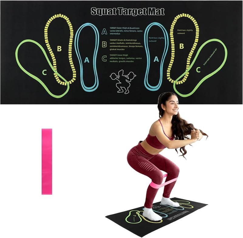 Squat Mat with Foot Position, 31.5" × 13.8" Non-Slip Squat Target Pad — Mats, bands, and home workout gear w for mats