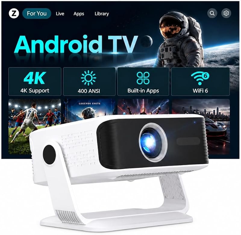 Smart Mini Projector with Wifi and Bluetooth 400 ANSI 4K — mini portable projector for mini projectors