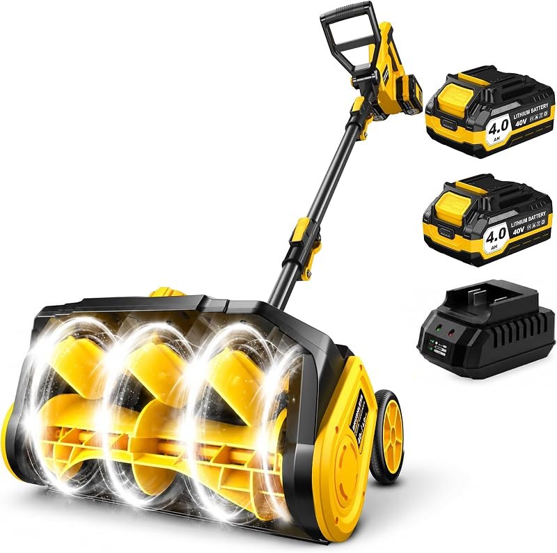 Brushless 40V Cordless Snow Shovel, 16" Electric Snow Blower with 2×4.0Ah Batteries & Fast Charger, 30FT Throw