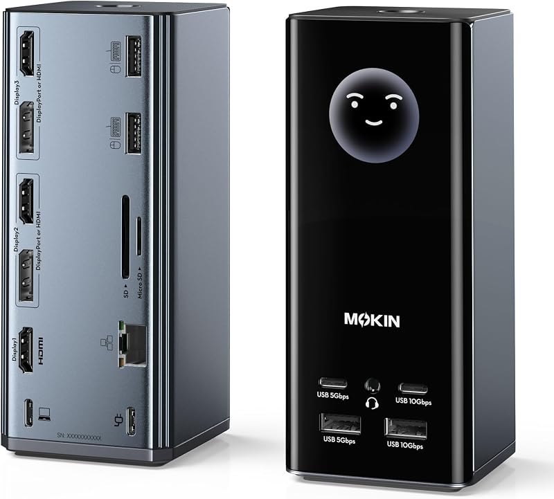 MOKiN USB C Docking Station 3 Monitors Display with Weather Function — best laptop docking station for laptop docking