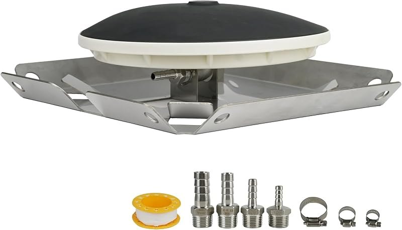 Upgraded Pond Aeration Diffuser, 304 Stainless Steel Base with EPDM Membrane, 4 Sizes Hose Barb Fittings, Air Diffuser