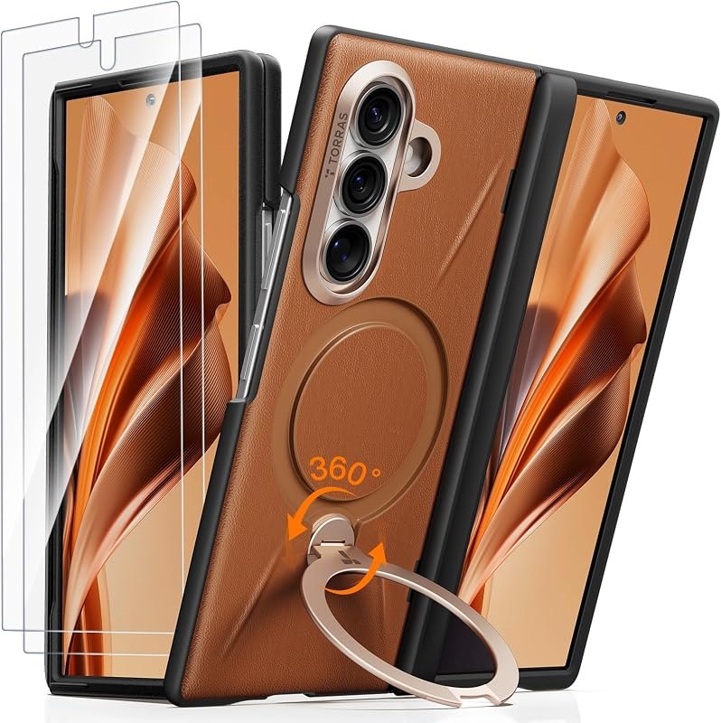 TORRAS Q3 VegSkin for Galaxy Z Fold 8 Ultra Case Leather, Magnetic Stand — wallet case for samsung galaxy fold ultra