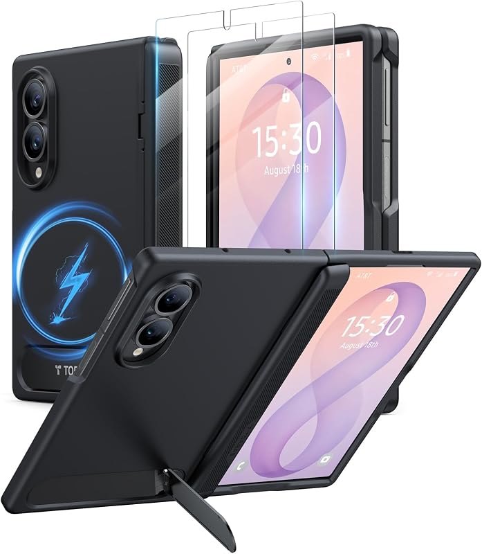 TORRAS for Samsung Galaxy Z Fold 8 Case, Magnetic & Flush Stand, Black — Galaxy Z Fold 8 case amazon for galaxy fold