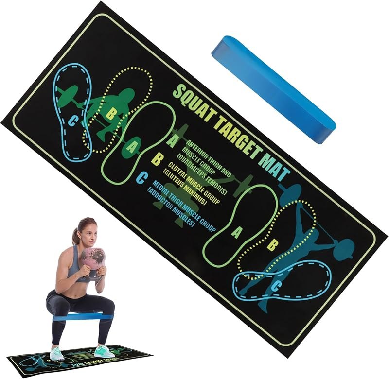 Non-Slip Squat Mat with Foot Position Guide, 31.5" x 13.78" — Mats, bands, and home workout gear w for mats bands home