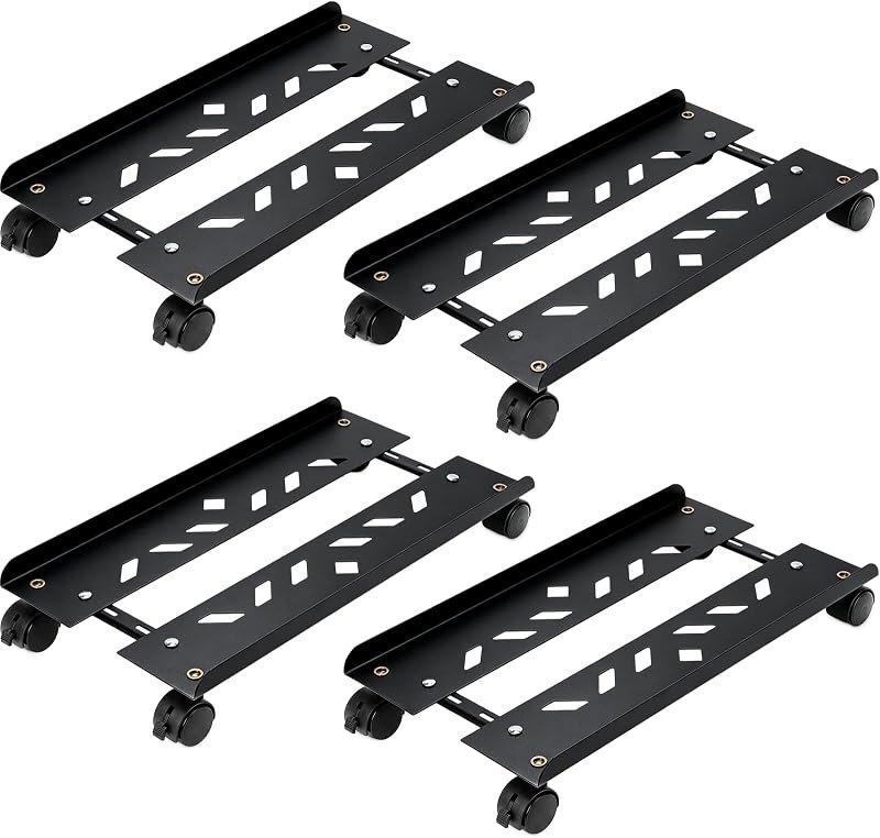 4 Pcs Adjustable Mobile Computer Tower Stand, Ventilated PC Stand, Black — docking floor stand for docking floor stand