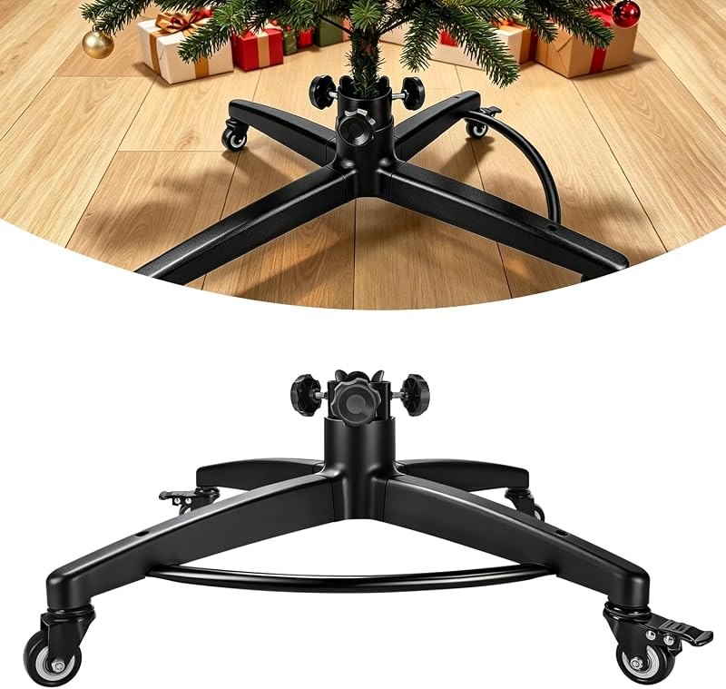 Rolling Christmas Tree Stand with Pull Pod for Up to 9Ft Artificial Tree