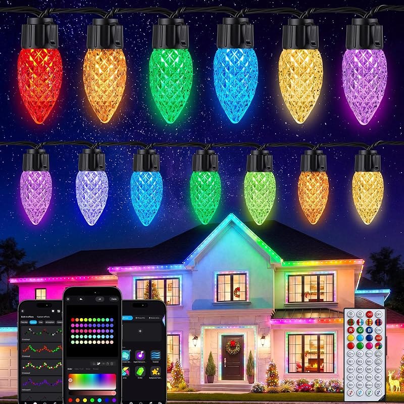 Outdoor Christmas Lights, 150 LED C9 String Lights, Smart APP & Remote