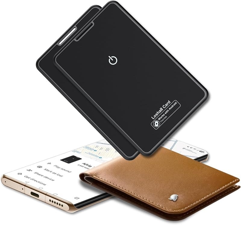 2 Pack Wallet Tracker Card for Android Bluetooth Tracker Work with Google Find Hub(Android Only), IP68 Waterproof