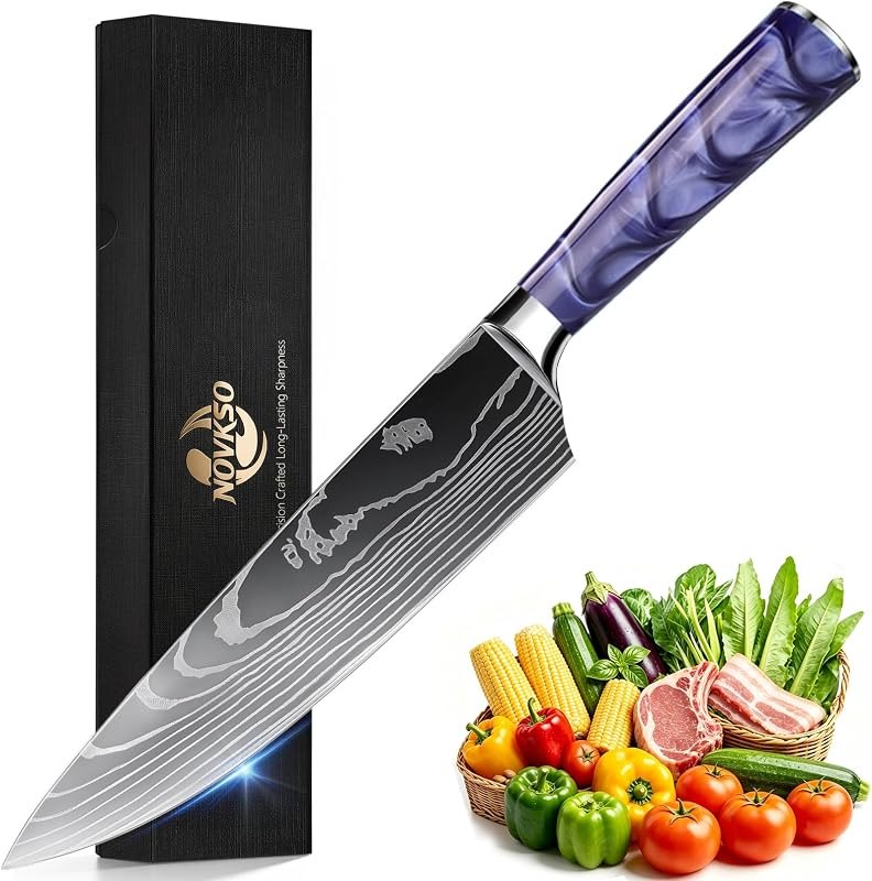 Star Collection 8 Inch Japanese Kitchen Knife Set (Purple) — 8 inch for chef knife rated