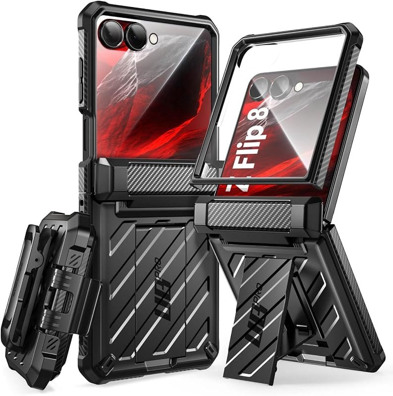 SUPCASE for Samsung Galaxy Z Flip 8 Case with 360 Rotating Belt Clip, Black — best Galaxy Z Flip 8 cover screen pr for