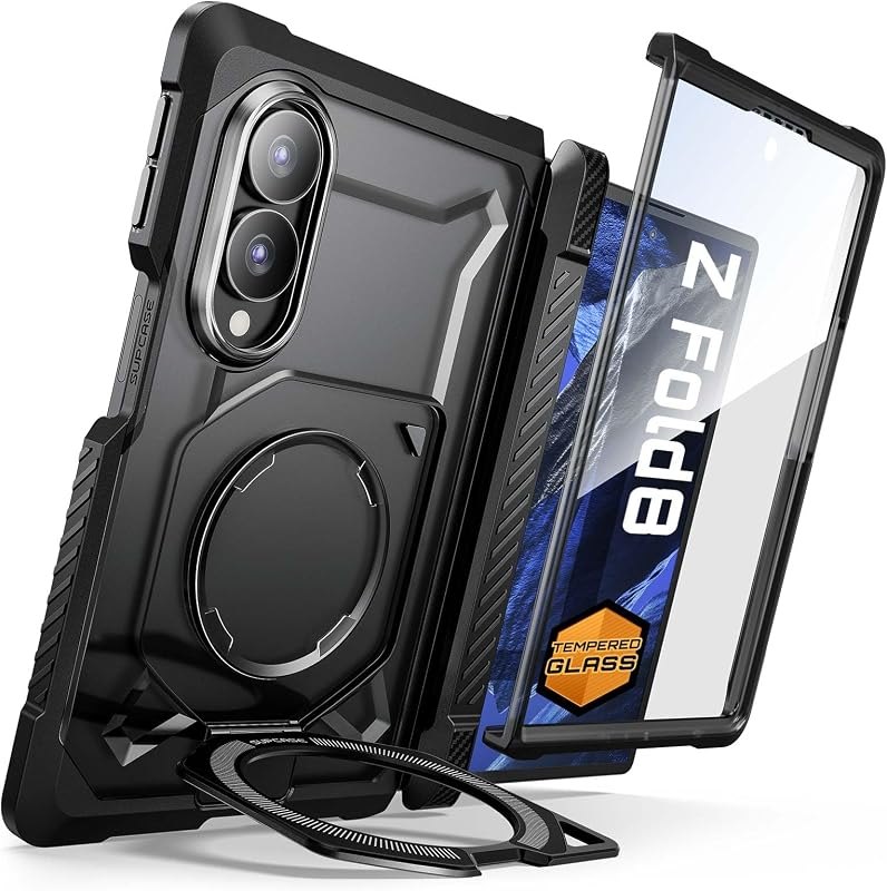SUPCASE for Galaxy Z Fold 8 Case with Tempered Glass Screen Protector Black — Galaxy Z Fold 8 case replacement for