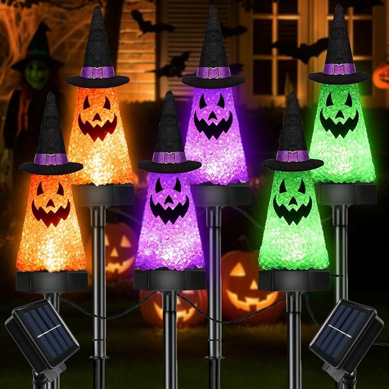 6 Pack Halloween Decorations Outdoor, Solar Ghost Pathway Lights Waterproof — best halloween pathway lights for