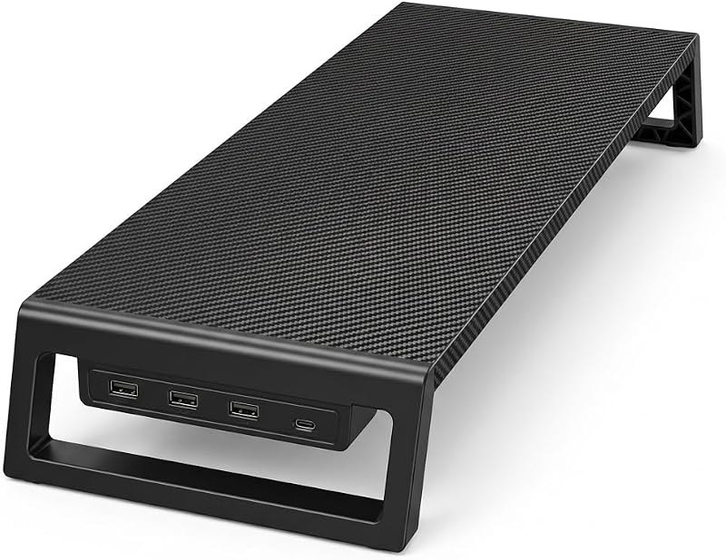 Fayquaze Monitor Stand Riser with USB Hub, Ergonomic Laptop Stand, Desk Organizer for Computer — Small computing