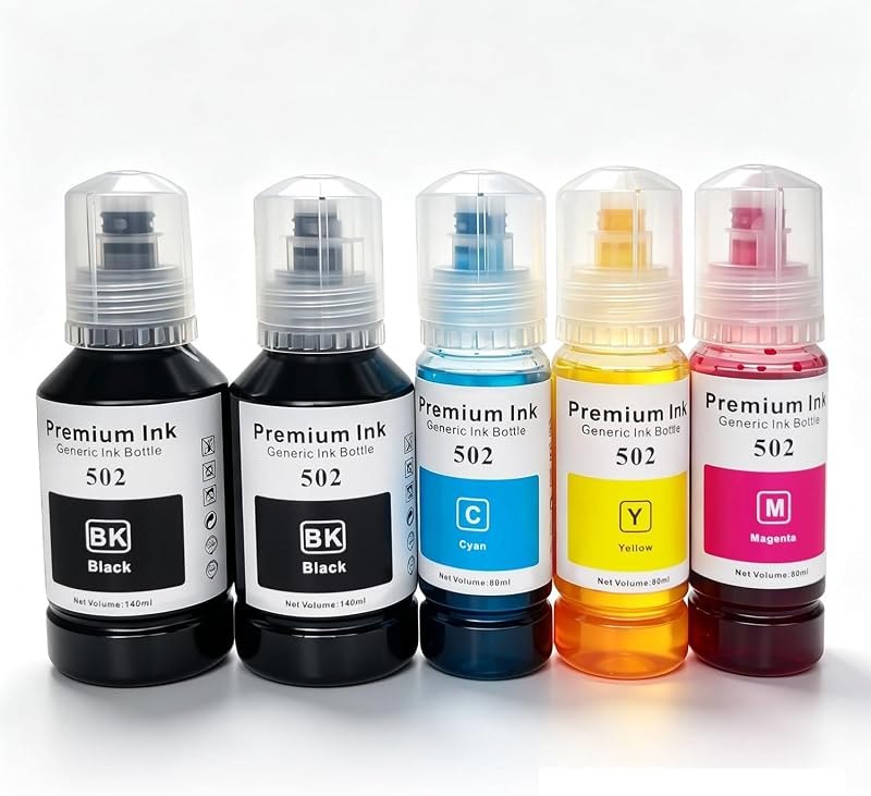 Replacement for Epson T502 502 Ink Refill Bottles, EcoTank Printer Ink Compatible with ET-2850 ET-3850 ET-4850