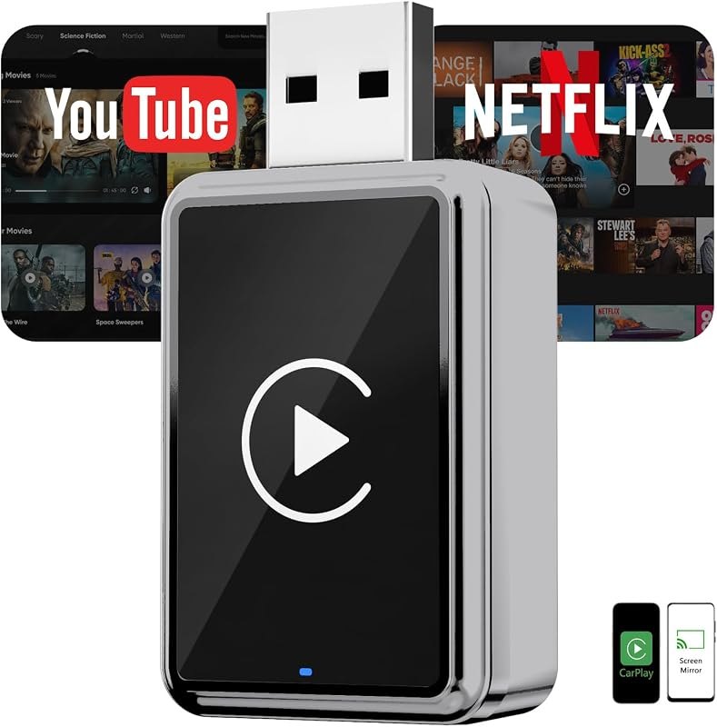 HRpart Wireless CarPlay Adapter, Wired Screen Mirroring for Factory CarPlay — Wireless CarPlay adapter for wireless