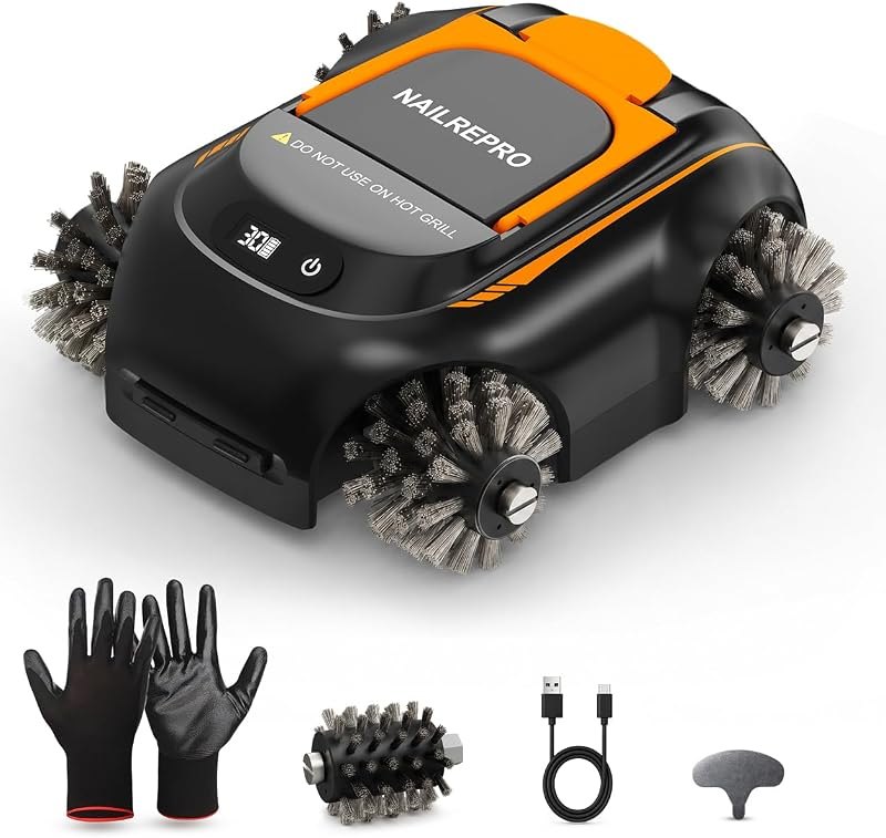 Automatic Grill Cleaning Robot,Cordless BBQ Cleaner,Electric Grill Brush — bbq replacement filter for bbq replacement