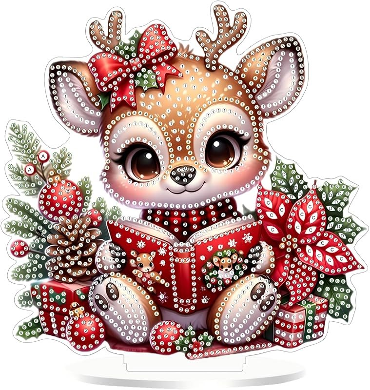 Christmas Diamond Art Kits for Adults,Fawn Reading Book Diamond Painting — Books kit for books