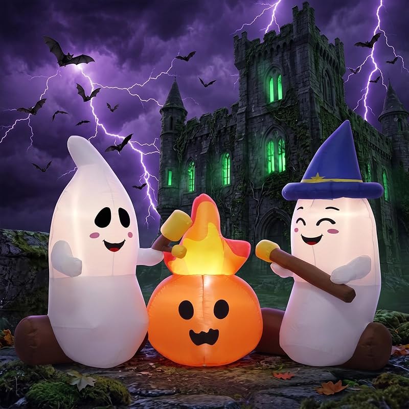 6FT Halloween Inflatables Ghosts Outdoor Cute Blow ups Yard Decorations for Garden Lawn — best outdoor halloween