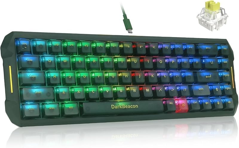 DarkBeacon Flux 68 HE Mechanical Gaming Keyboard Rapid Trigger with Adjustable Actuation 0.01-3.5 mm, Hall Effect