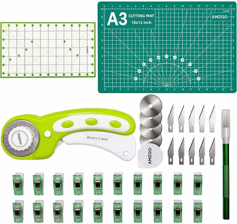 Amzgo® Rotary Cutter Set, 45mm Fabric Cutter (Teal) — Vinyl, rotary cutters, and mats. pac for vinyl rotary cutters mats