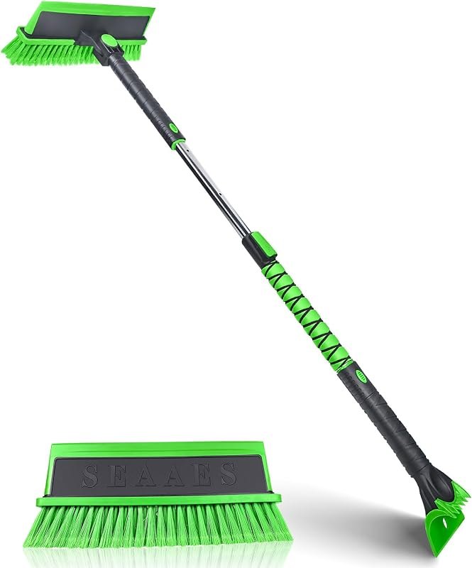 SEAAES 48 Inch SUV Snow Car Brush with Snow Broom Windshield Ice Scraper — snow ice scraper for snow ice scraper
