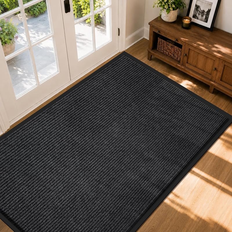 LeapYouth Large Commercial Floor Mat, 3' x 5' Heavy Duty Indoor Outdoor Entrance Mat, Absorbent Dirt Trapper Door Mat