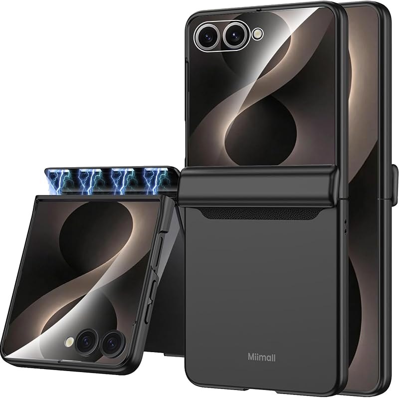 Miimall for Slim Galaxy Z Flip 8 Case with Screen Protection [Full Hinge Protector] [Wireless Charging] Military Grade
