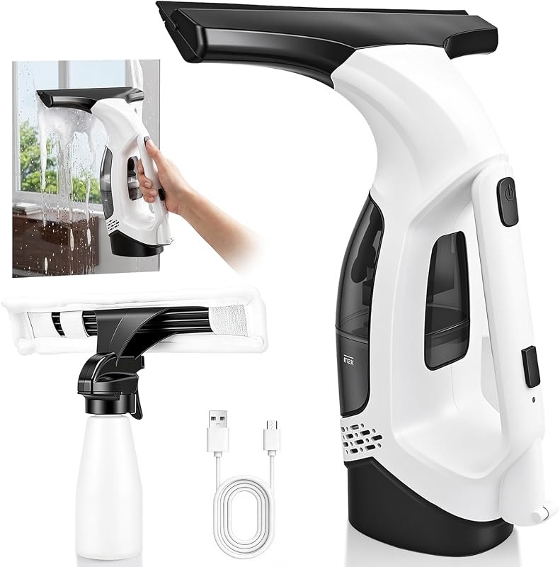 Window Vacuum Squeegee Cordless, 2000Pa Electric Window Cleaner Tool