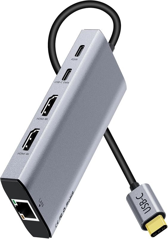 USB C Laptop Docking Station Dual HDMI Monitor 10in1 Dongle Type-C Hub Dock — Hubs, docks, SSDs, webcams, keyboard for
