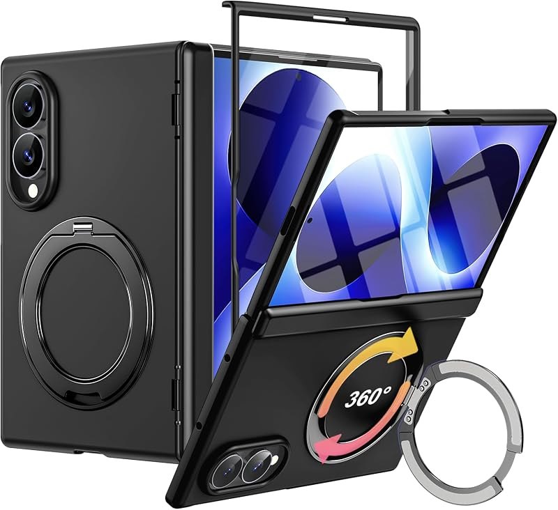 Hualele for Samsung Galaxy Z Fold 8 Case with 360 Spin Magnetic Stand, Fit for MagSafe, MIL-Grade Hinge Protection 360