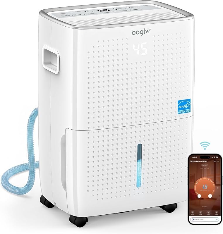 6000 Sq.Ft. Energy Star Dehumidifier for Basement, Max 100Pint/Day Smart WiFi Dehumidifier with Drain Hose, Voice &