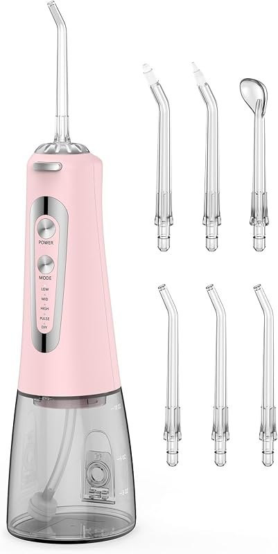 Water Flosser,300ML Water Pulse flossers-5 Modes&6 Replaceable Jet Tips for Teeth Cleaning and Flossing,Rechargeable
