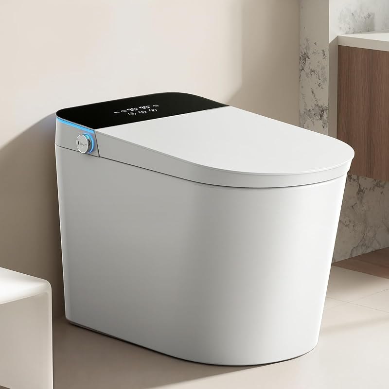 Smart Toilet with Bidet Built-in: Auto Dual Flush Bidet Toilet with Dryer, Gentle Wash One Piece Toilet with Foam