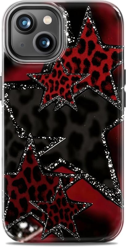 for iPhone 14 Case/iPhone 13 Case 6.1 inch,Compatible with MagSafe,Cute Star Print Pattern Design,Magnet Magnetic Mag