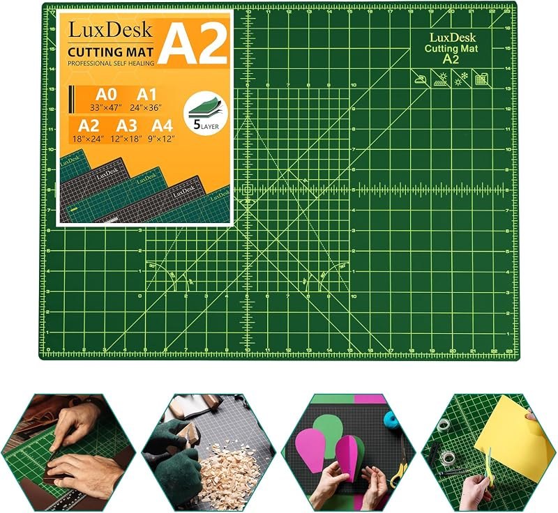 Self Healing Cutting Mat 18 × 24 in, A2 Craft Cutting Mat 5-Layer Double-Sided Rotary Sewing Mat - Suitable for
