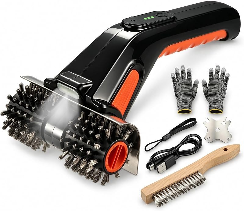 Grill Brush for Outdoor Grill 80W Dual-Head BBQ Grill Cleaning Kit — best bbq power cable for bbq power cable