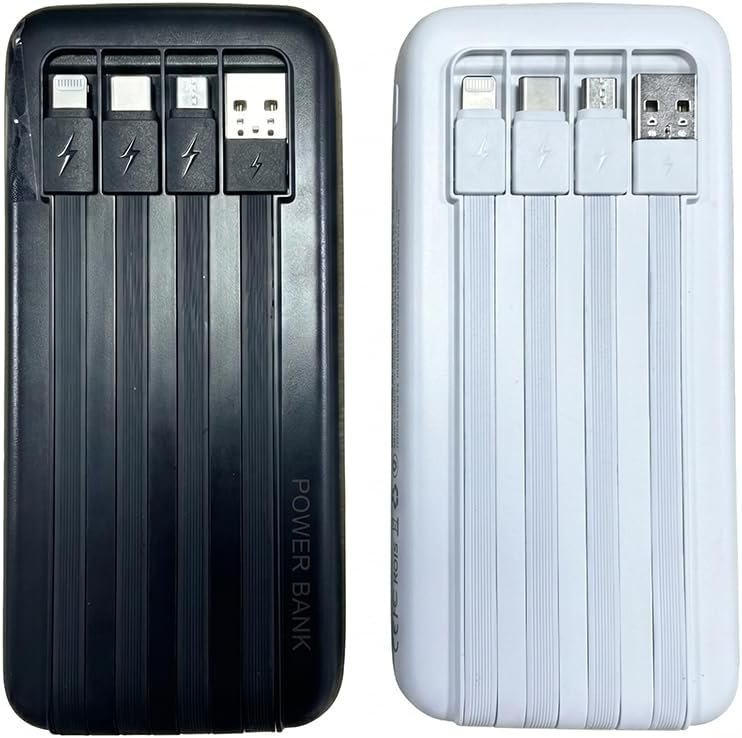 Wbear Portable Charger 2PACK 20000mAh Power Bank with Built in Cables — Power Banks for power banks