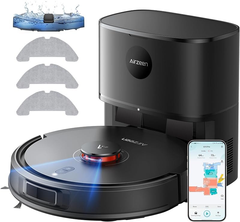Robot Vacuum and Mop Self-Emptying, 8000Pa Suction for Pet Hair/Carpet — Robot vacuum and mop for robot vacuum mops