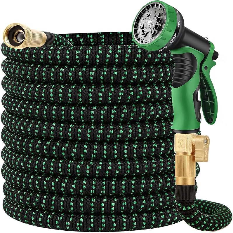 100 ft Expandable Garden Hose - 2026 Upgrated Flexible Water Hoses with 10 Spray Nozzle -Car Wash Hose with 3/4" Solid
