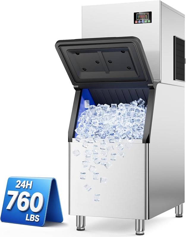 Mojgar 760LBS/24H Commercial Ice Maker Machine, ETL Approval & 560LBS Bin — Nugget Ice Makers for nugget ice makers