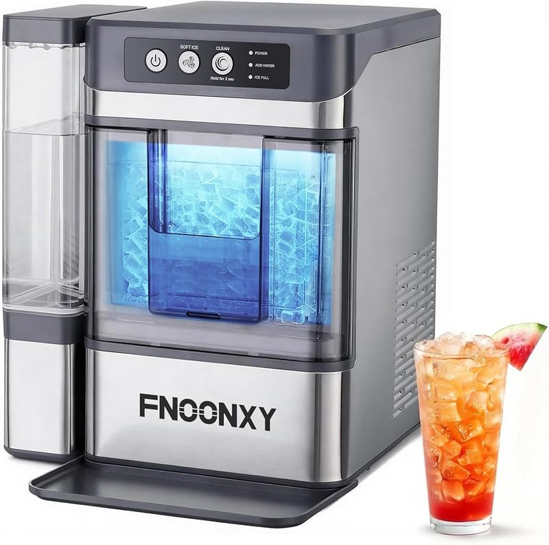Nugget Ice Maker Countertop,44 lbs/24h Chewable Pellet Ice Machine with 4.5L Side Water Tank,6-8 Mins Fast Ice