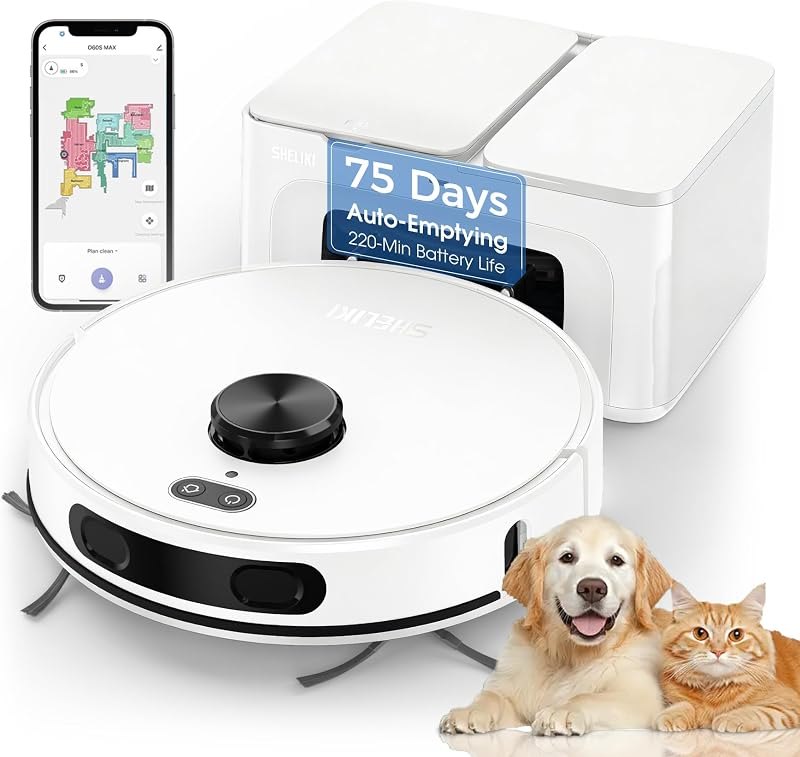 Robot Vacuum and Mop Combo, Mapping Robotic Vacuums Cleaner with 75 Days Self-Emptying, LiDAR Navigation Smart &