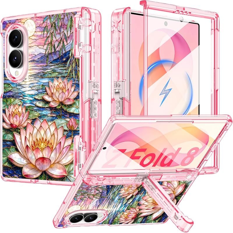 for Samsung Galaxy Z Fold 8 Case with [Hidden Kickstand] [Compatible with MagSafe] [9H Tempered Glass Screen