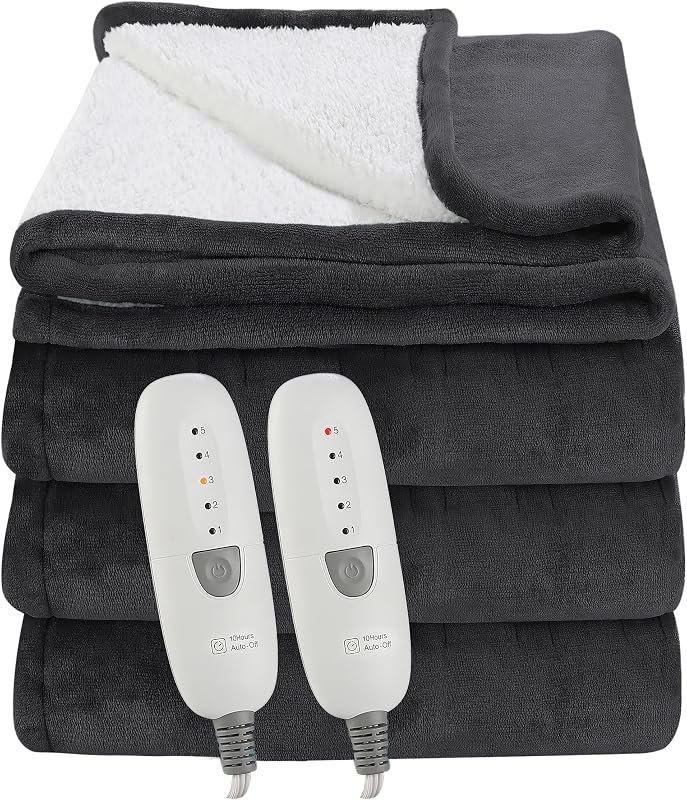 Heated Blanket King Size Electric Blanket 100X90'' Fast Heating Blanket — king electric blanket for king electric