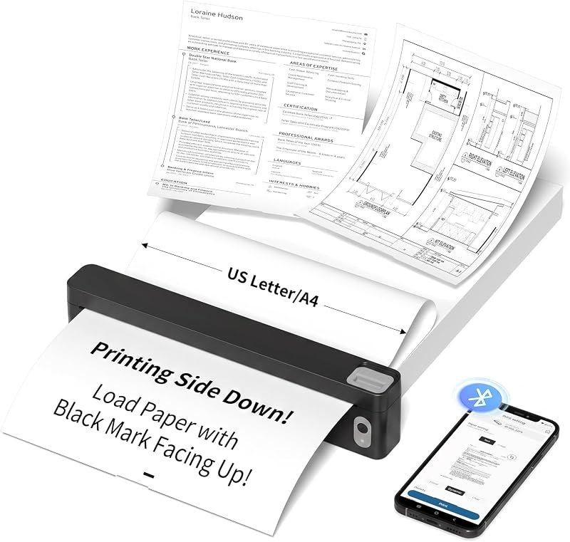 JADENS Portable US Letter Thermal Printer with Bluetooth, Inkless Printing — best printers thermometer for printers