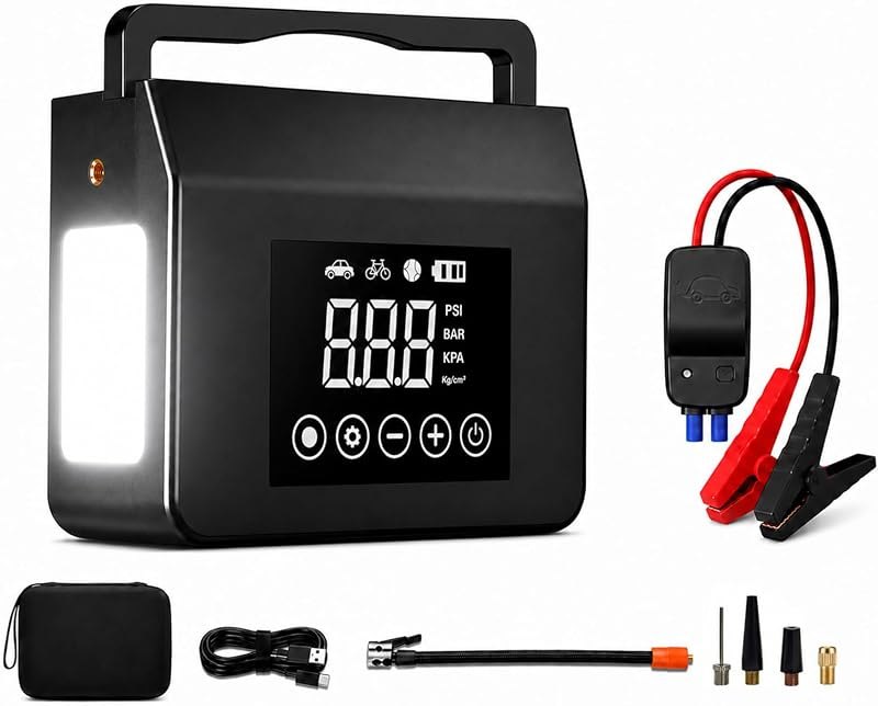 4000A Jump Starter with Air Compressor, 150PSI Tire Inflator, LED Light — auto jump starter amazon for auto jump starter