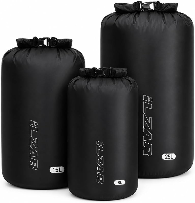 3 PCS Dry Bags Waterproof, 8L 15L 25L Round Bottom Dry Bag Set