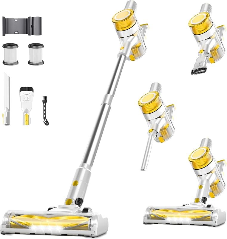 Cordless Vacuum Cleaner, Powerful Stick Vacuum Cleaner for Home with Rechargeable Battery, 6-in-1 Lightweight Handheld
